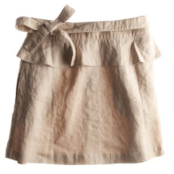 Calypso St. Barth Dresses & Skirts - Calypso St. Barth Linen Khaki Wrap Peplum Skirt M